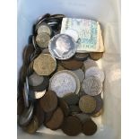 A tub of GB and world coins Live bidding available via our website, if you require P&P please read