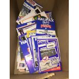 A box of football and rugby programmes Live bidding available via our website, if you require P&P