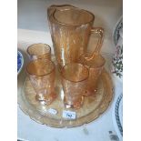 A glass drinks set on a tray Live bidding available via our website, if you require P&P please