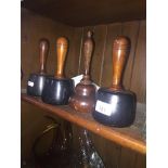 Four wooden mallets - one pear shaped Live bidding available via our website, if you require P&P