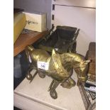 A brass horse and cart, length approx 45cm Live bidding available via our website, if you require