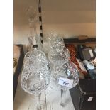 A Doulton glass carafe with decanter and 6 hock glasses Live bidding available via our website, if
