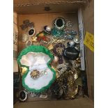 Box of costume jewellery Live bidding available via our website, if you require P&P please read