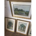 A group of three early 20th century watercolours, each monogrammed 'G.W.H.' and dated 1915, 1921 &