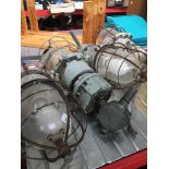 4 industrial lights Live bidding available via our website, if you require P&P please read important