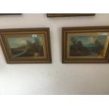 A pair of early 20th century school landscape oils on board, unsigned, 20cm x 20cm, framed and