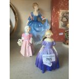 Three Royal Doulton figuresincluding Elizabeth HN2465 Live bidding available via our website, if you