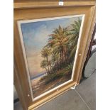 Large oil painting of palms by Robert Live bidding available via our website, if you require P&P