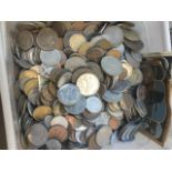A tub of world coins and some bank notes Live bidding available via our website, if you require P&