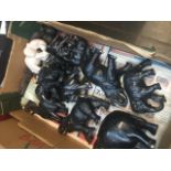 A box of elephant ornaments Live bidding available via our website, if you require P&P please read