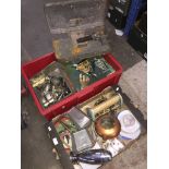 2 boxes of misc included pottery, plated ware, LPs, teapot etc Live bidding available via our