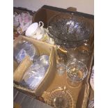 Box with glassware, some china and stainless steel Live bidding available via our website, if you