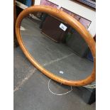 Oval pine framed mirror Live bidding available via our website, if you require P&P please read