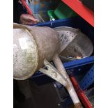 A galvanised bucket, galvanised watering can and some wall tiles Live bidding available via our