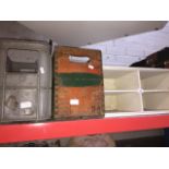 A wooden crate, 4 draw storage and a plastic crate. Live bidding available via our website, if you