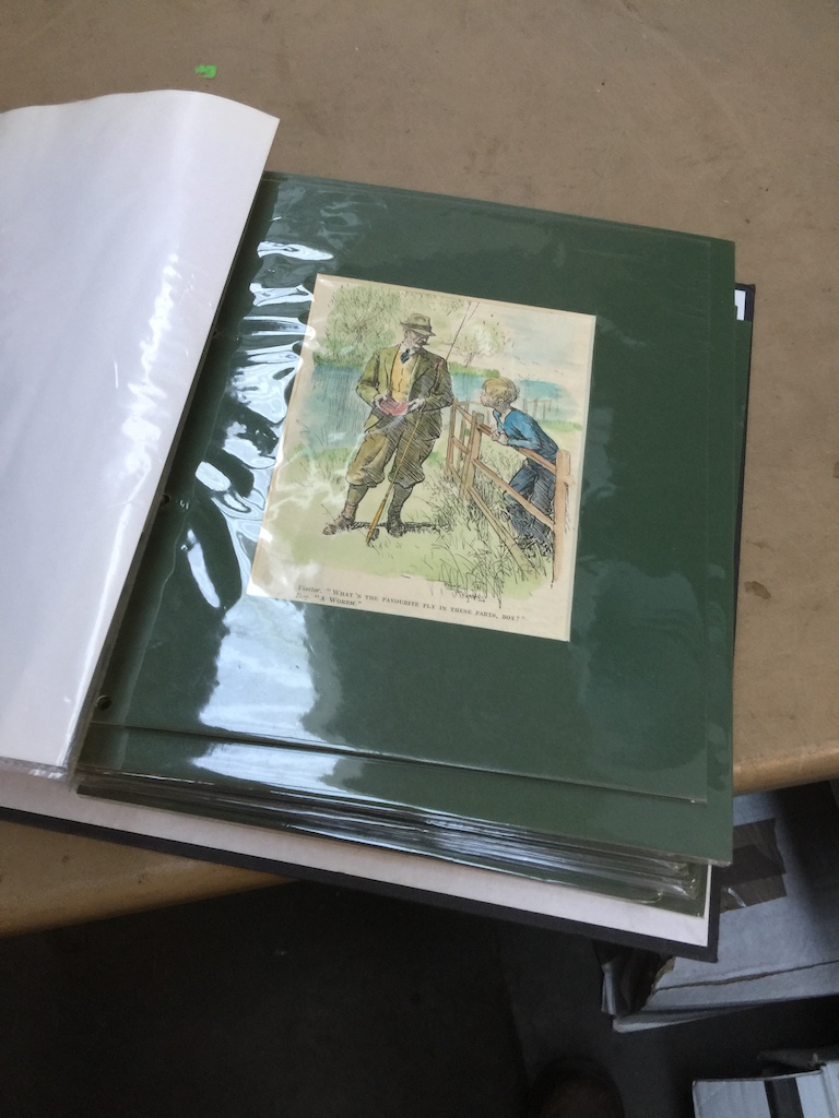 A portfolio of mounted comical coloured engravings Live bidding available via our website, if you