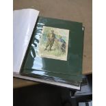 A portfolio of mounted comical coloured engravings Live bidding available via our website, if you
