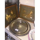 A couple of palm pictures, silver plated dish Live bidding available via our website, if you require