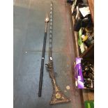 A middle eastern inlaid rifle and a spear Live bidding available via our website, if you require P&P