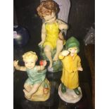 Three Royal Worcester Doughty figures: Fridays Child is Loving and Giving, Sunshine Days and