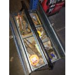 A metal toolbox with tools Live bidding available via our website, if you require P&P please read