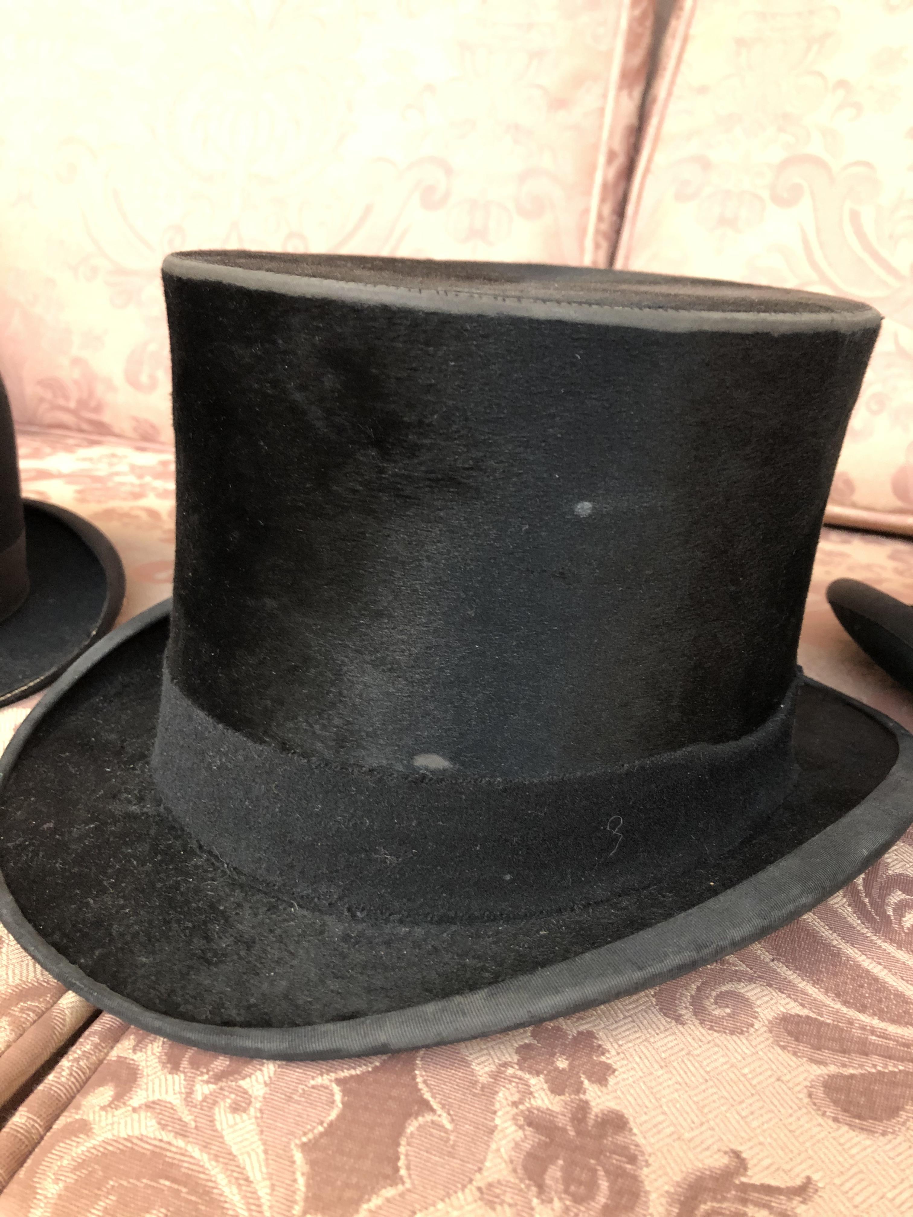 2 hat boxes containing 2 top hats and a bowler hat. Live bidding available via our website, if you - Image 5 of 9