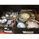 Two boxes of mixed pottery Live bidding available via our website, if you require P&P please read