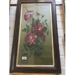 Still life - Roses, oil, monogrammed 'AG', 61cm x 29cm, framed and glazed. Live bidding available