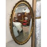 Oval gold frame mirror Live bidding available via our website, if you require P&P please read