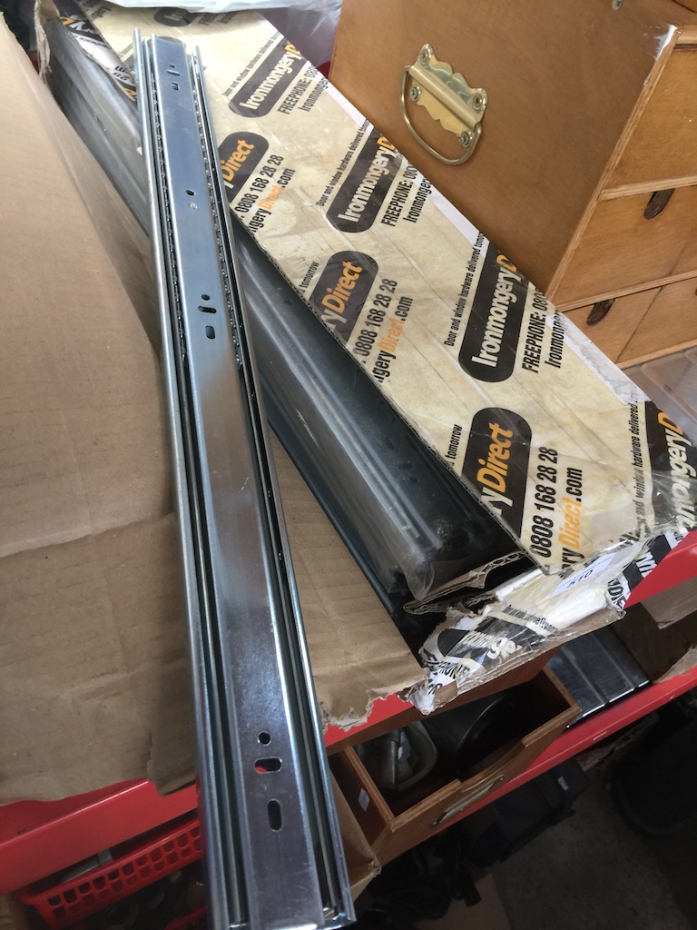 A box of ball bearing slide drawer runners Live bidding available via our website, if you require