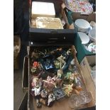 Two boxes of fairy ornaments and collectors plates etc. Live bidding available via our website, if