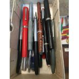 Small box of fountain pens Live bidding available via our website, if you require P&P please read