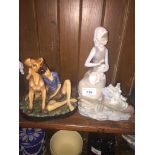 Royal Doulton Buddies (chip to base) and Lladro figure (fingers damaged) Live bidding available