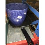 A frying pan and 3 planters Live bidding available via our website, if you require P&P please read