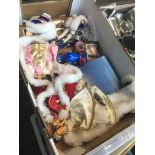 A box of items with Peggy Nisbet dolls Live bidding available via our website, if you require P&P