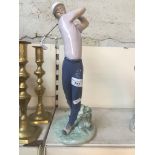 Lladro male golfer figure Live bidding available via our website, if you require P&P please read