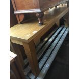A light oak bench, length 140cm Live bidding available via our website, if you require P&P please