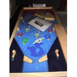 A wooden table pinball game Live bidding available via our website, if you require P&P please read