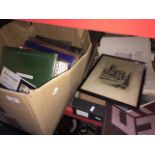 A box of empty folders and a box of pictures, etc. Live bidding available via our website, if you