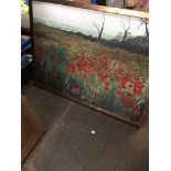 Poppies in a field, oil on board, signed 'O'Leary', framed. Live bidding available via our