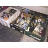 Three boxes of mixed ceramics, ornaments, pictures, etc Live bidding available via our website, if