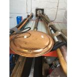 A copper warming pan. Live bidding available via our website, if you require P&P please read