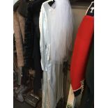 Satin wedding dress - late 1950's - with veil Live bidding available via our website, if you require