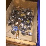 Small box of plated collectors spoons Live bidding available via our website, if you require P&P