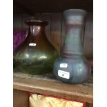 Two art glass vases Live bidding available via our website, if you require P&P please read important