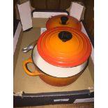 Le Creuset Volcanic Orange saucepan & casserole dish Live bidding available via our website, if