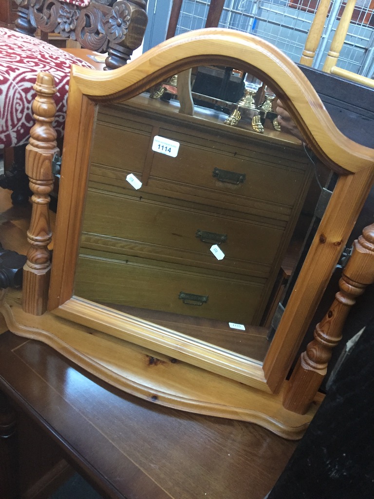 A pine dressing table swing mirror Live bidding available via our website, if you require P&P please