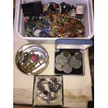 Tub of costume jewellery etc.