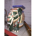 A pottery elephant stool
