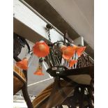 7 bulbed flowered glass ceiling lamp